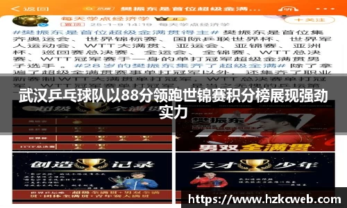 武汉乒乓球队以88分领跑世锦赛积分榜展现强劲实力
